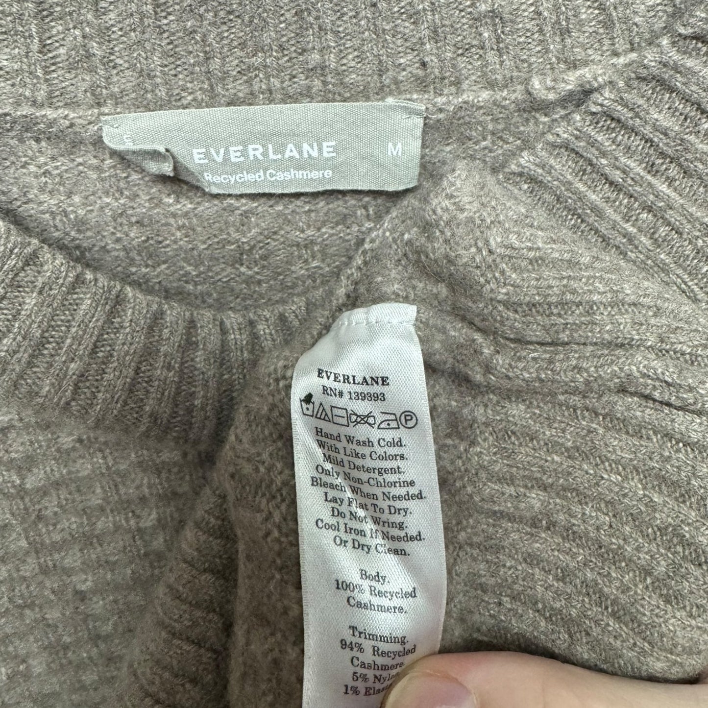 The Belgian-Waffle Pocket Pullover in ReCashmere By Everlane In Tan, Size: M