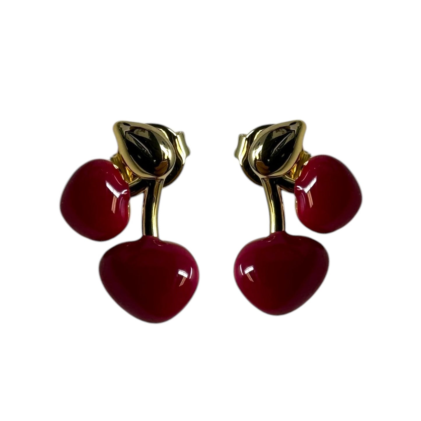 Enamel Cherry Earrings By Unbranded