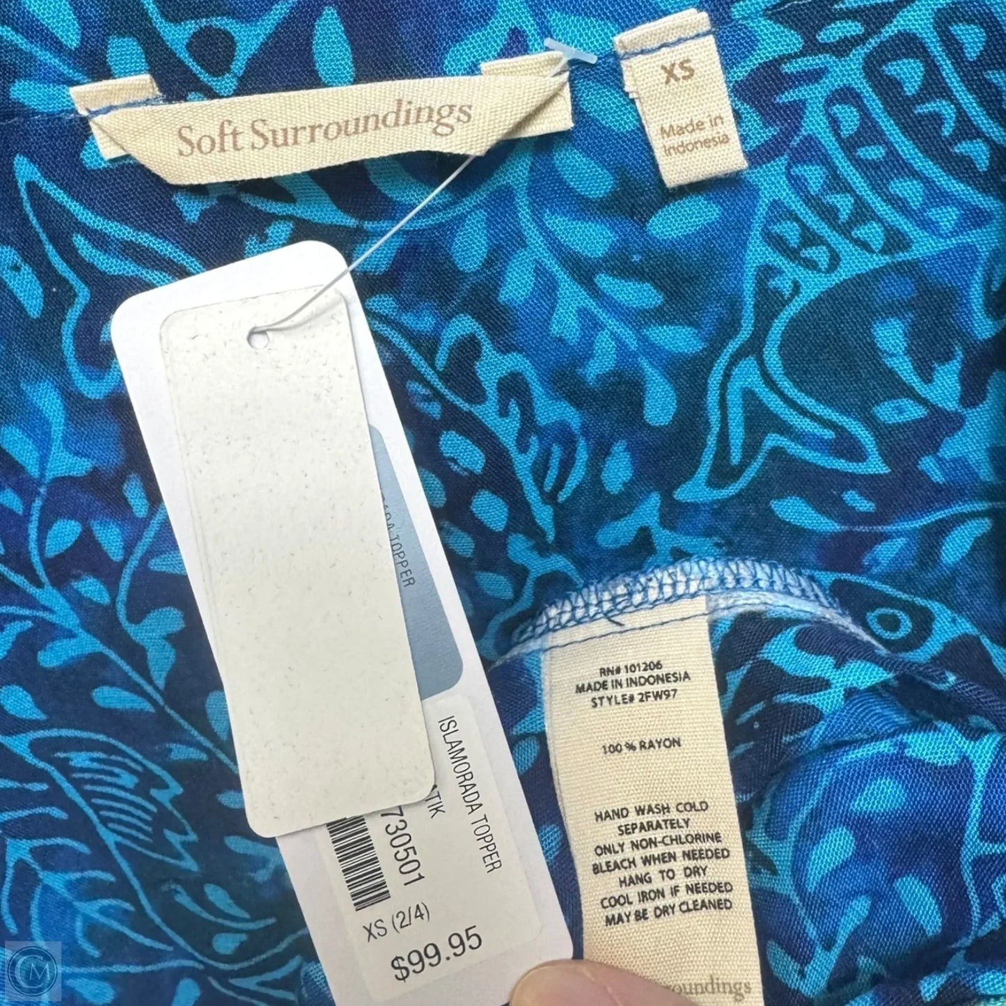 Kimono By Soft Surroundings In Blue & Green, Size: Xs