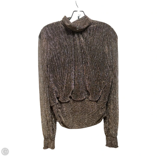 Metallic Top Long Sleeve By Joie In Bronze, Size: M