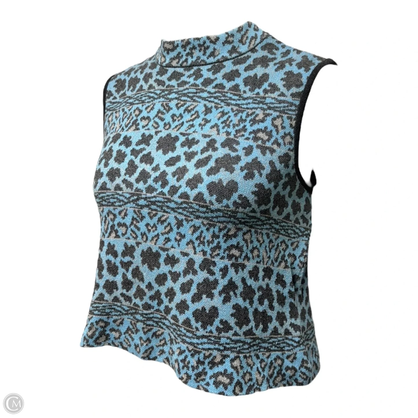 Leopard Knit Mock Neck Top Sleeveless Designer By St. John In Multi-colored, Size: L