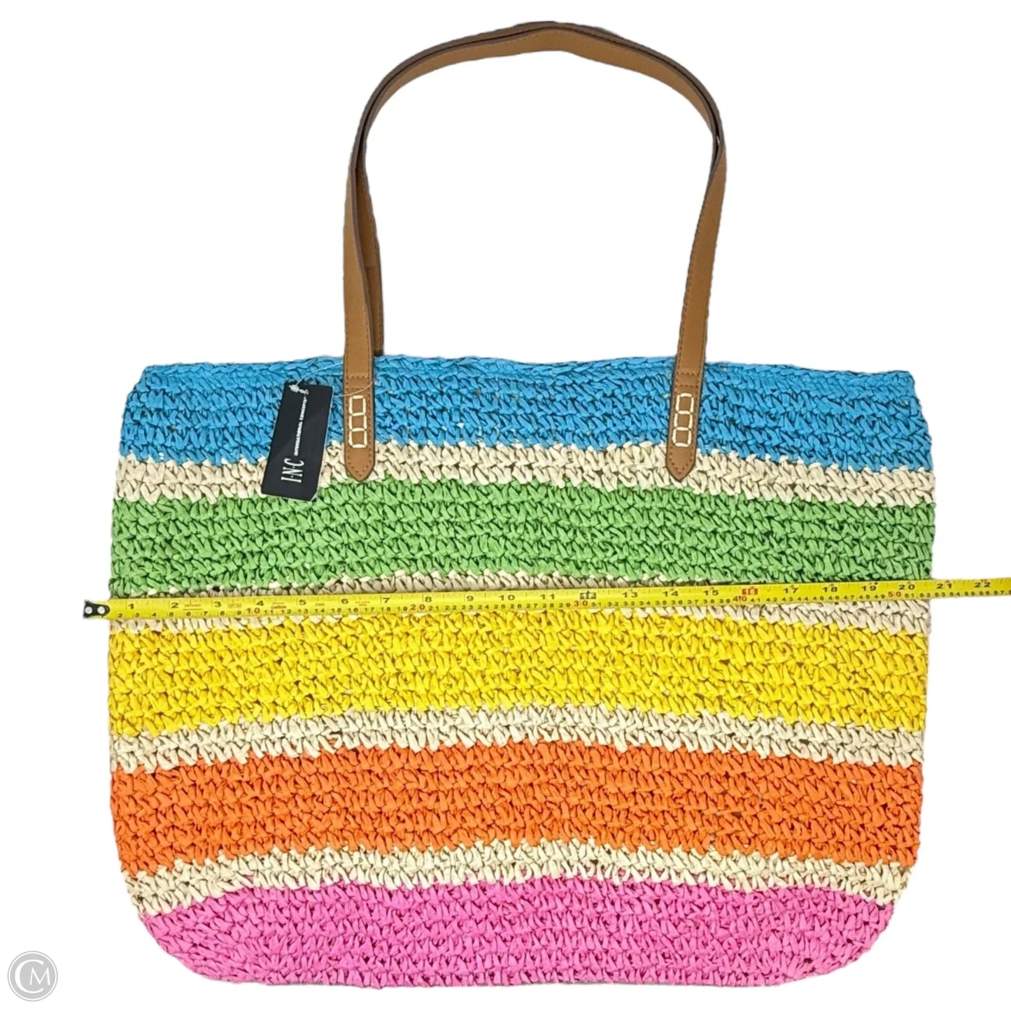 Woven Straw Jordy Pop Tote By Inc, Size: Large