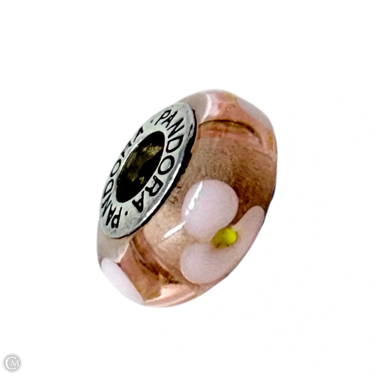 Sterling Silver & Murano Glass Pink Flower Daisy Bracelet Charm By Pandora