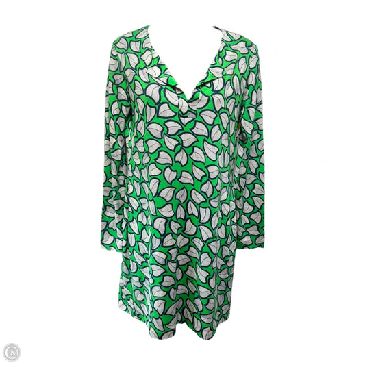 Silk Tunic Designer By Diane Von Furstenberg In Blue & Green, Size: 2