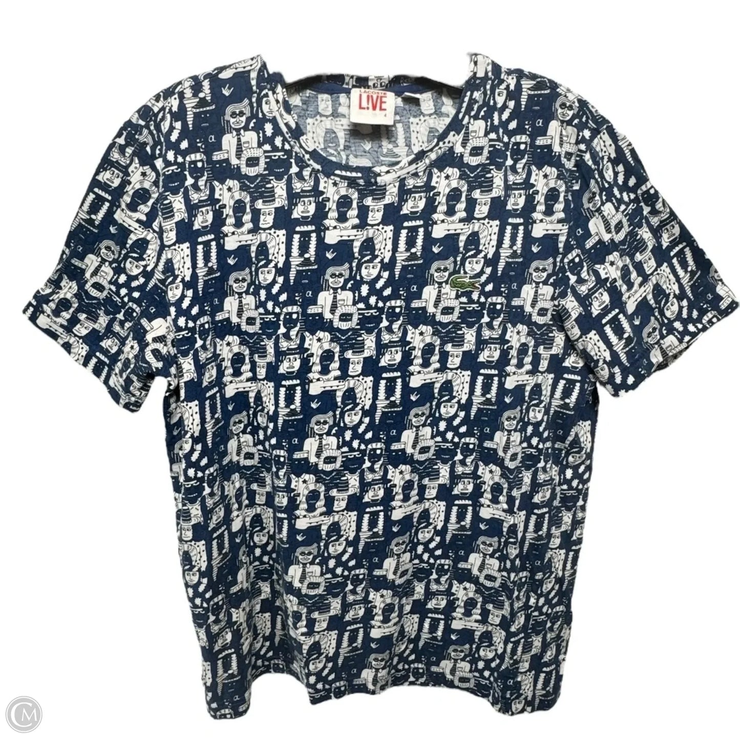 Top Short Sleeve By Lacoste In Blue & White, Size: 4