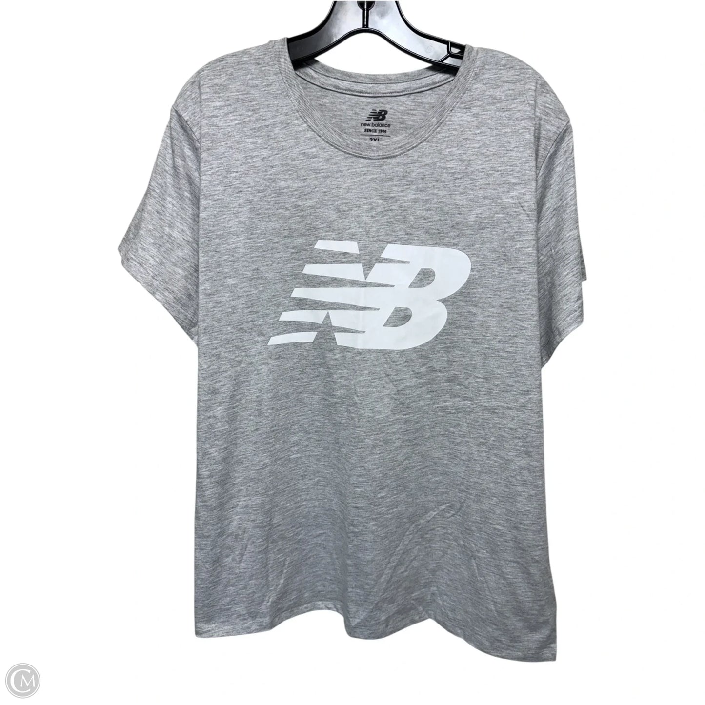 Athletic Top Short Sleeve By New Balance In Grey, Size: 2x
