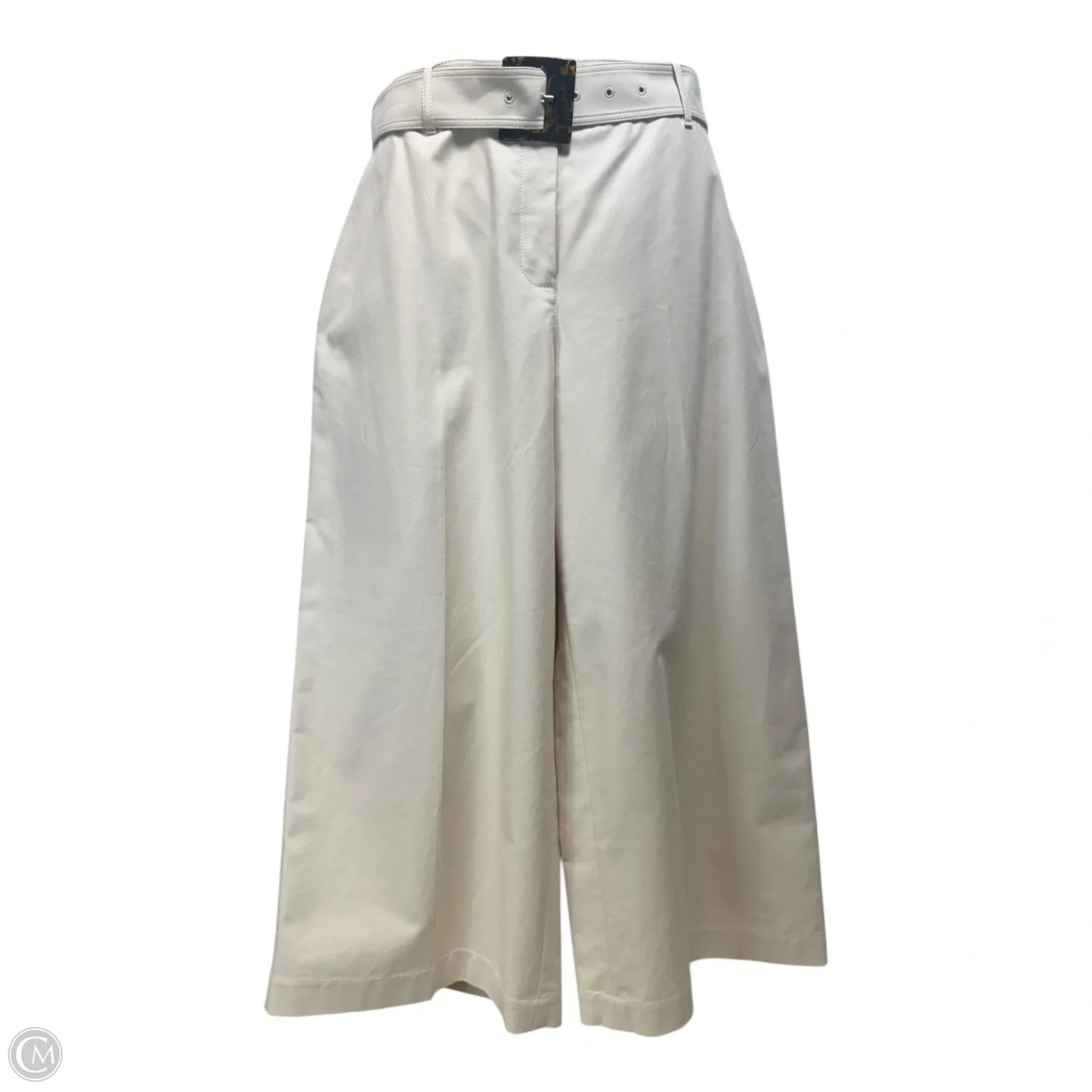 Tortoiseshell Belt Wide Leg Pants Designer By Lafayette 148 In Cream, Size: 14