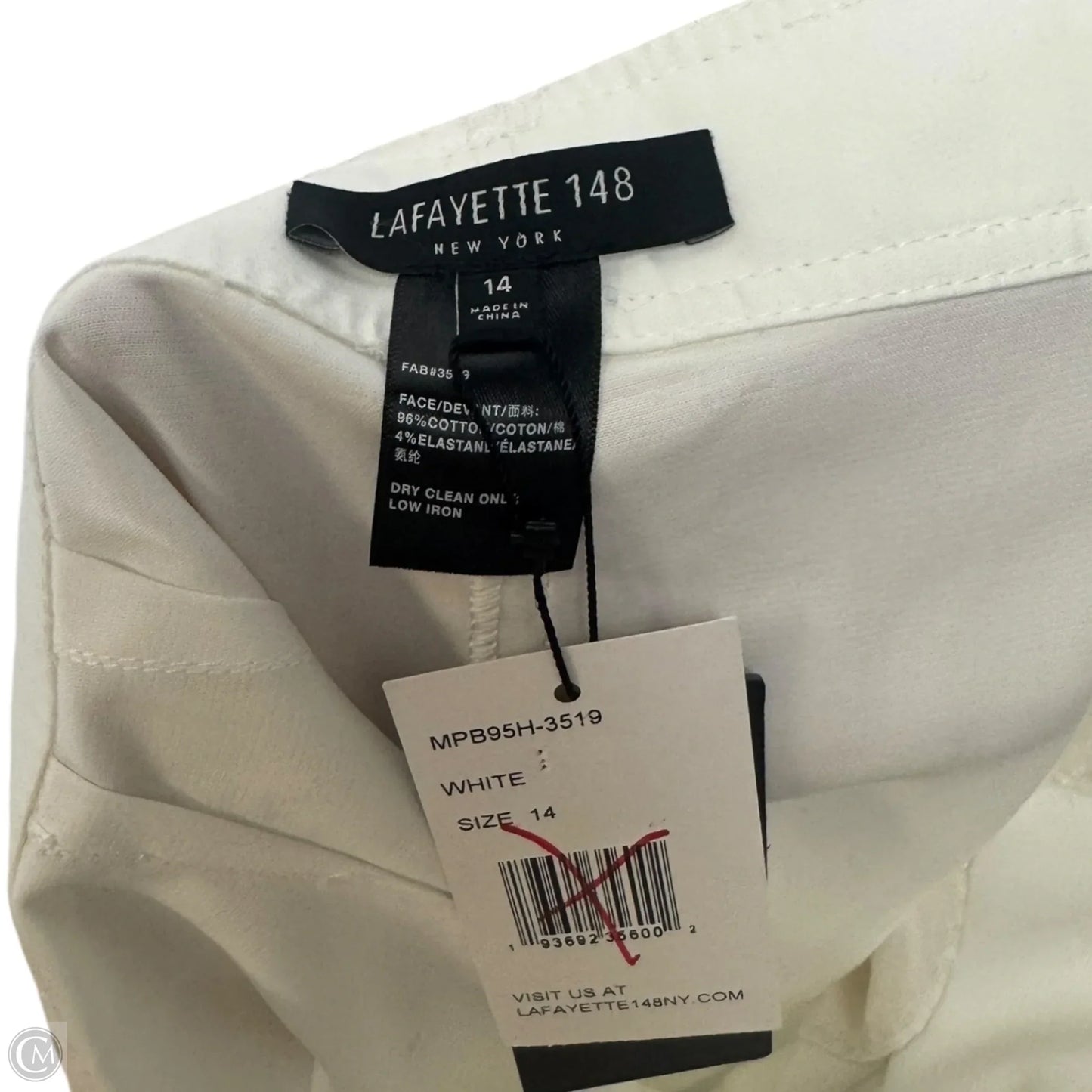 Tortoiseshell Belt Wide Leg Pants Designer By Lafayette 148 In White, Size: 14