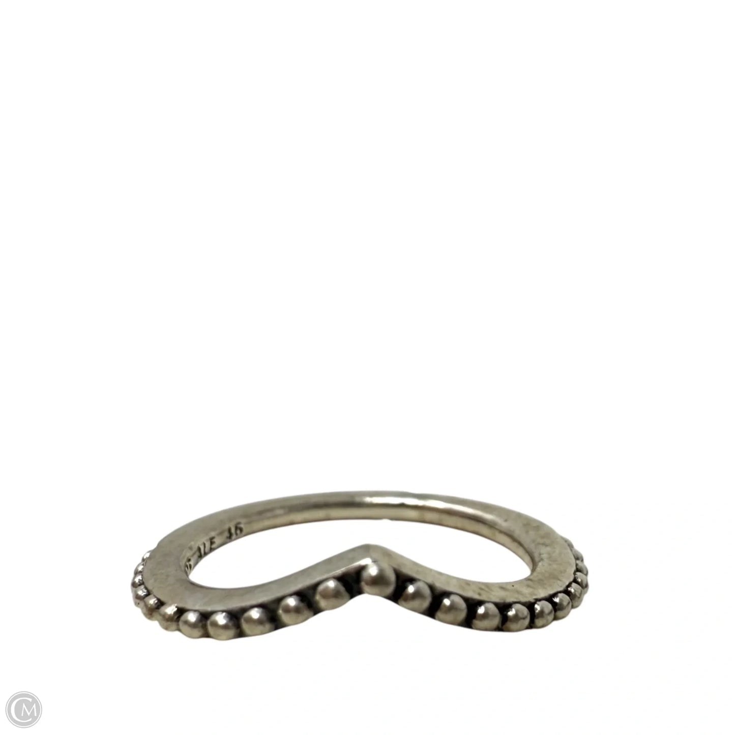 Retired Beaded Sterling Silver Wishbone Ring By Pandora, Size: 4