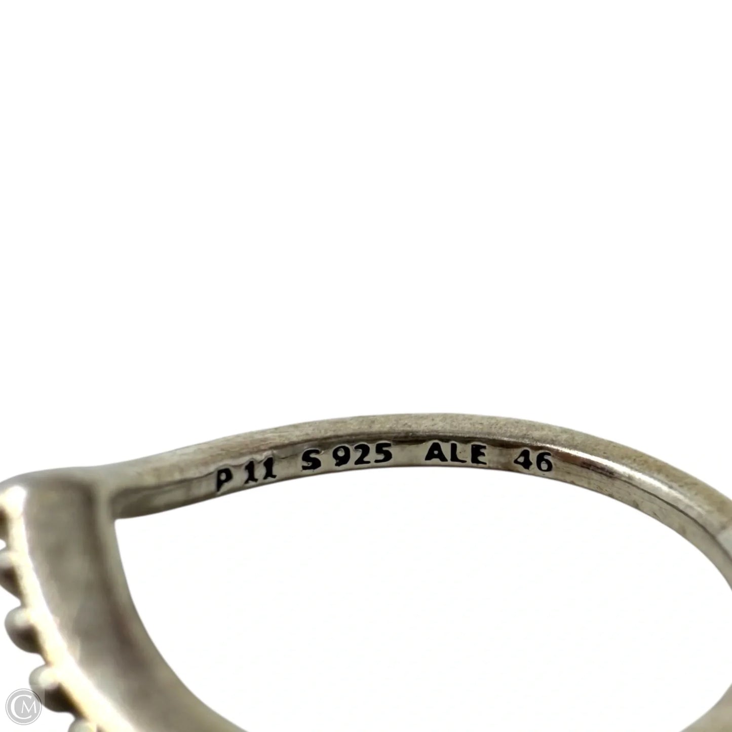 Retired Beaded Sterling Silver Wishbone Ring By Pandora, Size: 4