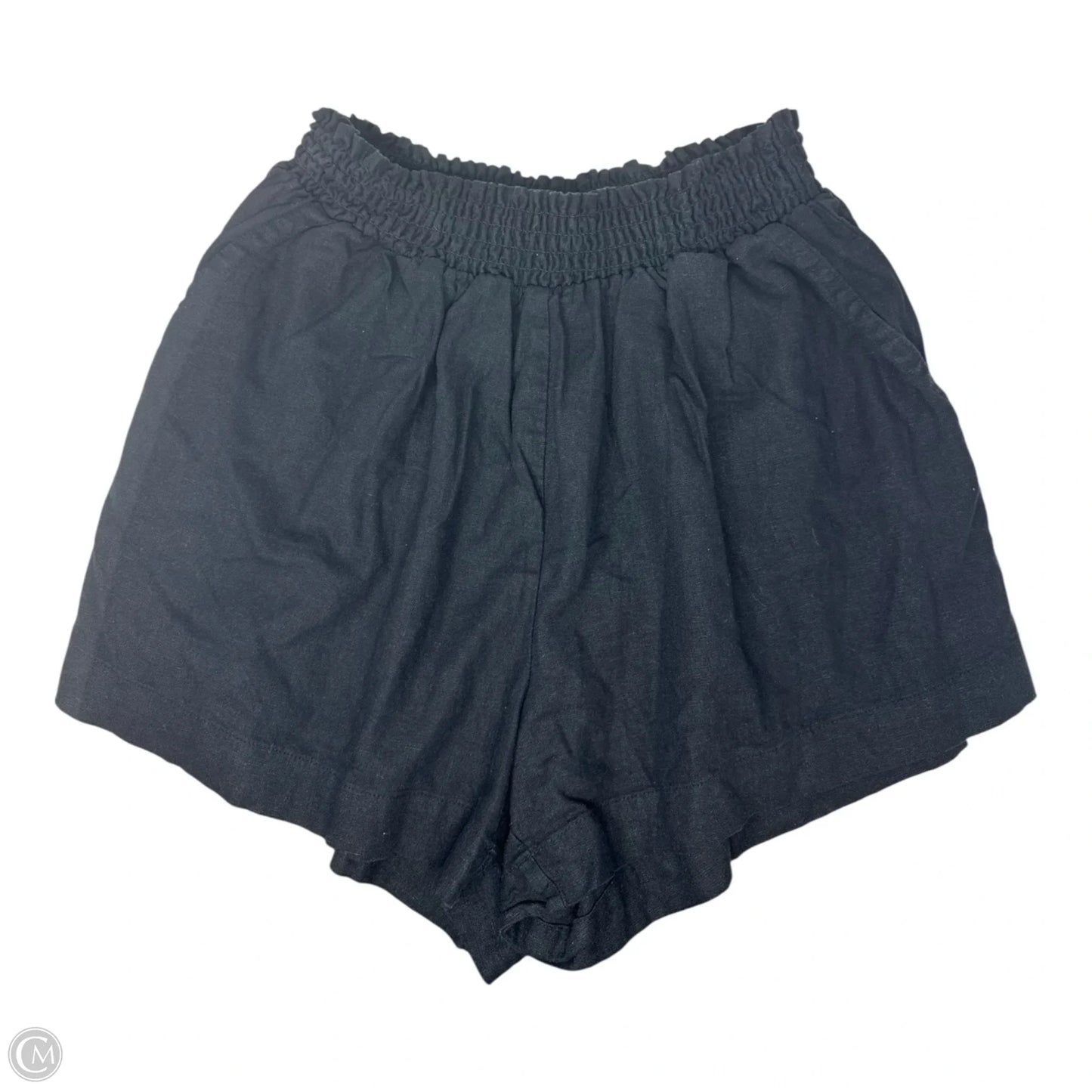 Linen Blend Shorts By Ava & Viv In Black, Size: 1x