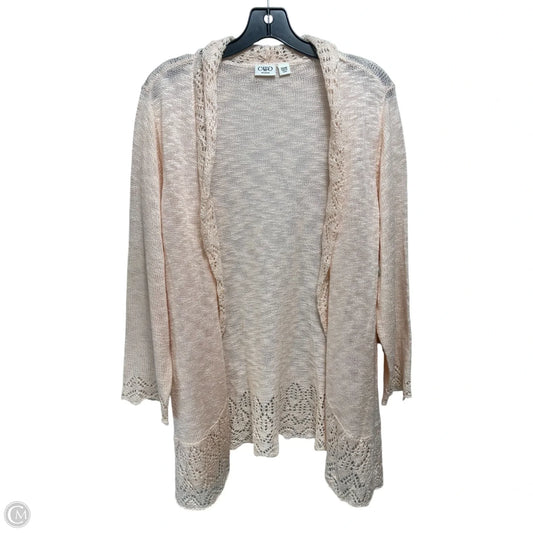 Sweater Cardigan By Cato In Peach, Size: 22