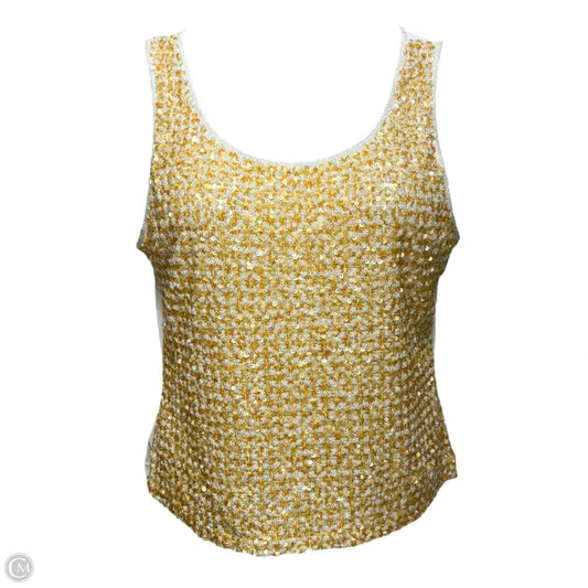 Sequin Embellished Tank Top By Escada In Orange & Yellow, Size: L