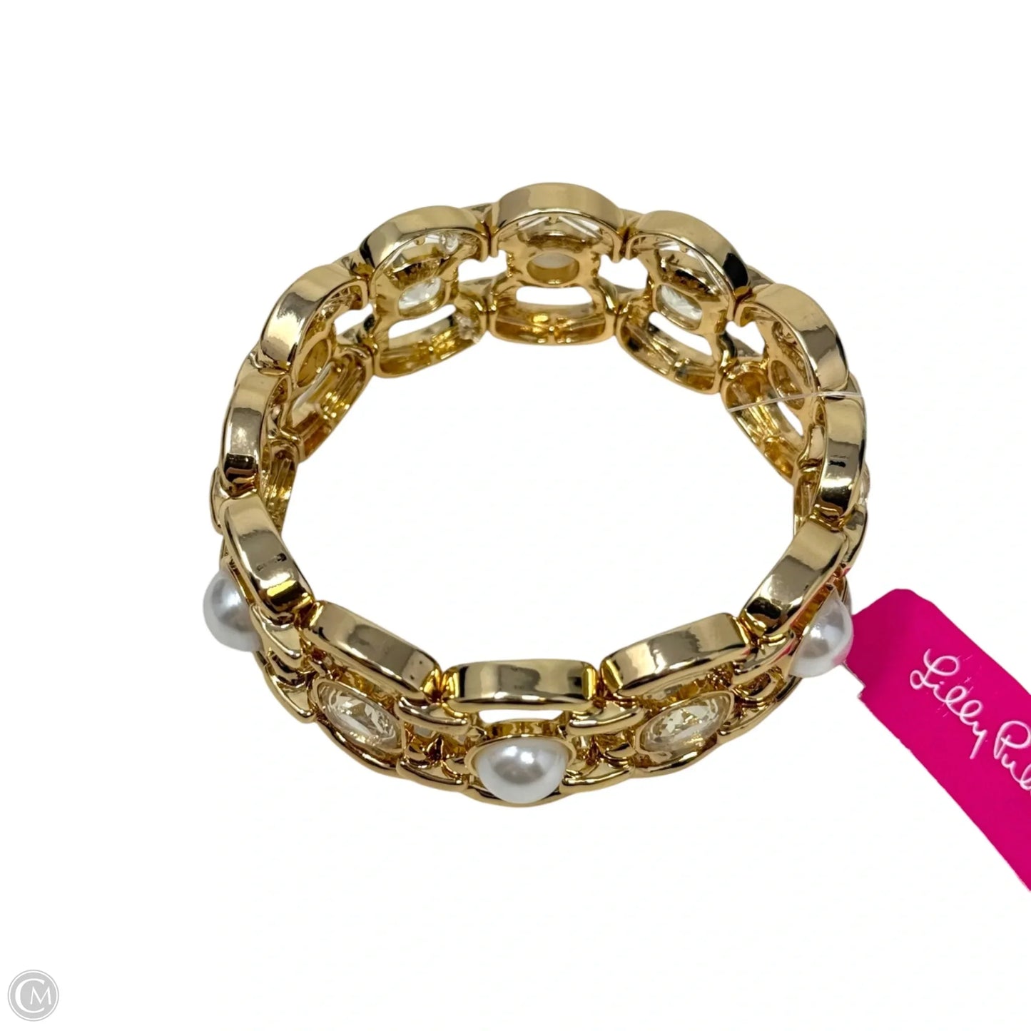 Pink Palms Gold Tone Cuff Bracelet Designer By Lilly Pulitzer