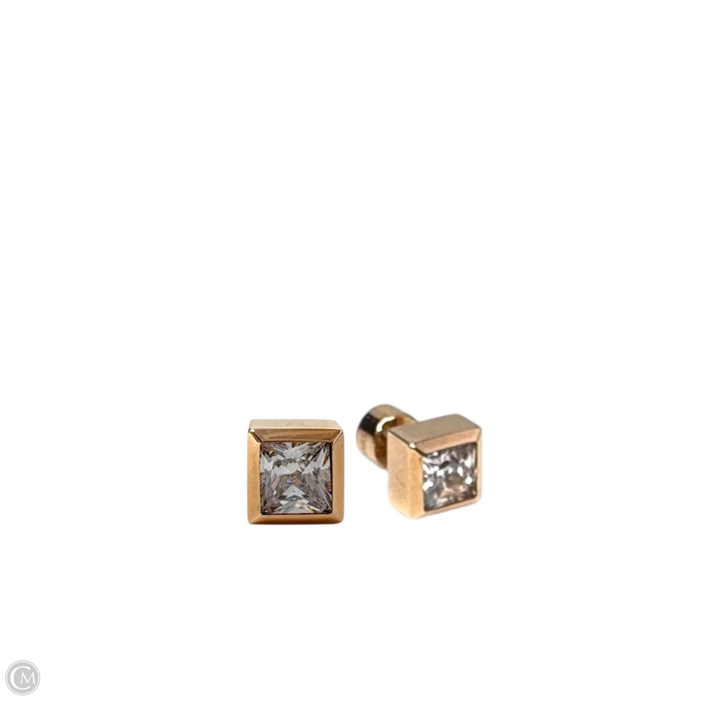 Rose Gold Tone Square CZ Stud Earrings By Michael By Michael Kors