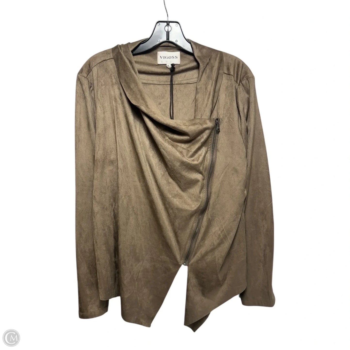 Faux Suede Jacket By Vigoss In Brown, Size: Xl