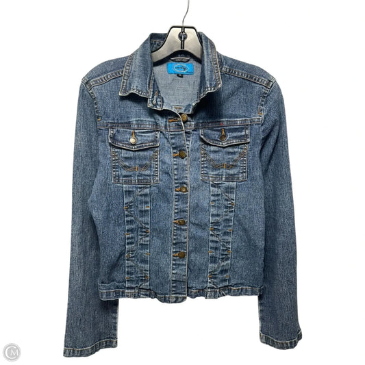 Jacket Designer By Milly In Blue Denim, Size: M