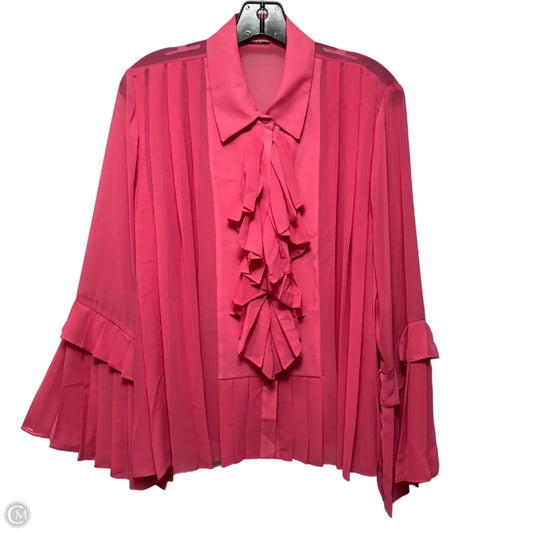 Maya Sheer Ruffle Top Long Sleeve By Alexis In Pink, Size: L