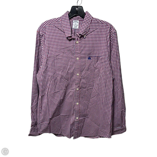 Top Long Sleeve By Brooks Brothers In Blue & Red & White, Size: M