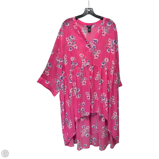 Chiffon Hi-Low Tunic Top By Torrid In Floral Print, Size: 4