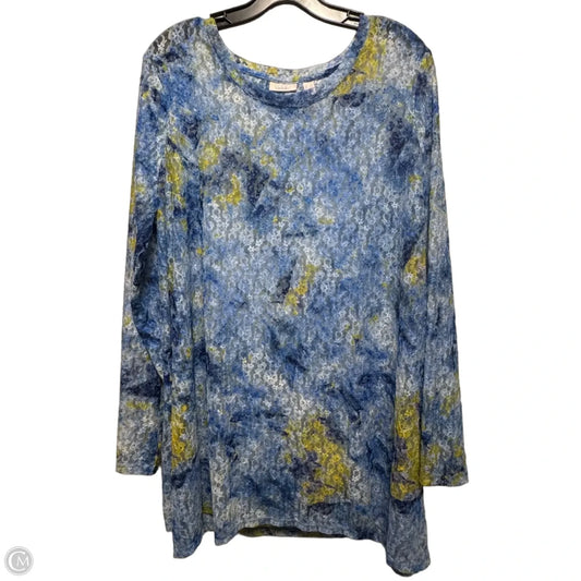 Top Long Sleeve By Logo Layers  In Blue & Green, Size: 2x