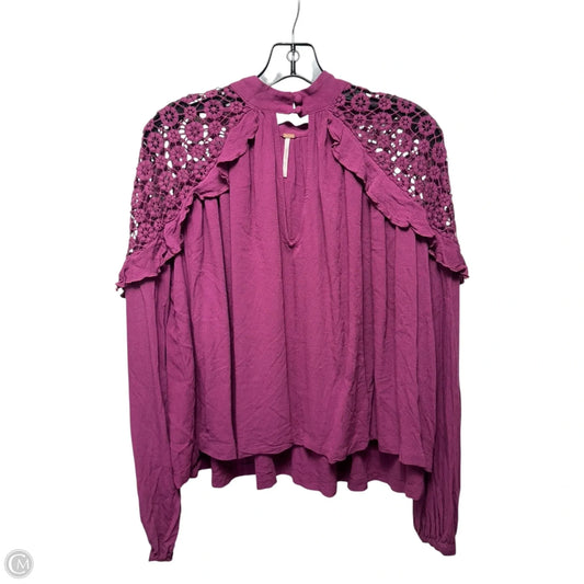 Little Bit Of Love Crochet Knit Blouse By Free People In Purple, Size: S