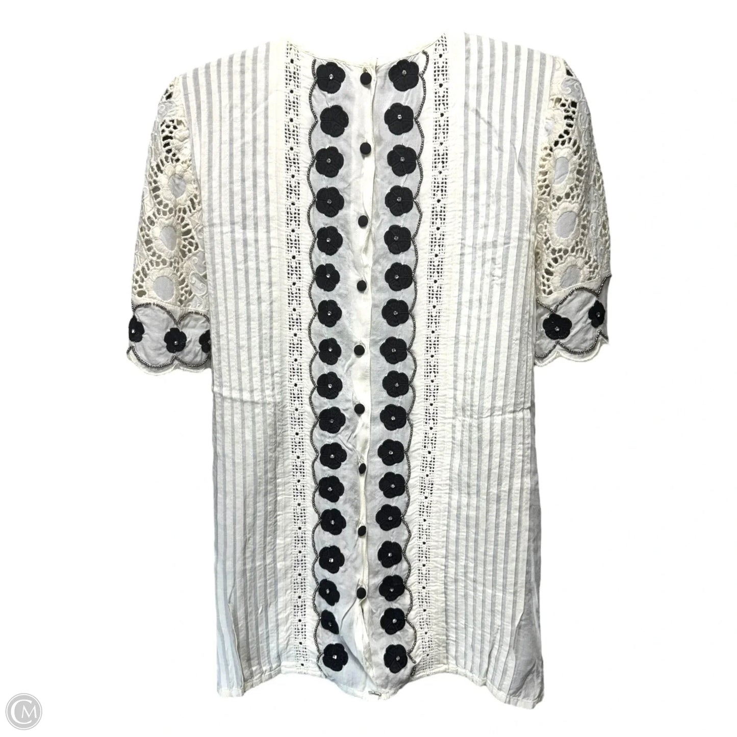 Veille Lace Peasant Top By Floreat In Black & Cream, Size: 0