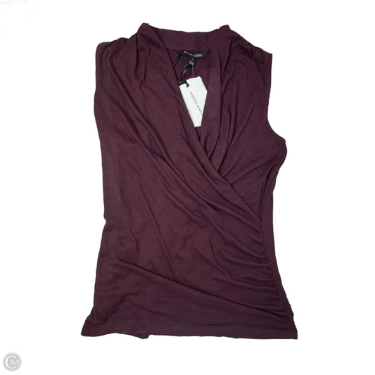 Benni Wrap Front Ruched Knit Top Sleeveless By Hawthorn In Maroon, Size: L