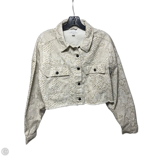 Cropped Jacket Denim By Topshop In Snakeskin Print, Size: 12