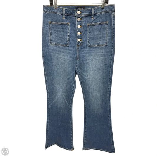 The Flare High Rise Perfect Pocketing Jeans By Ann Taylor In Blue Denim, Size: 14
