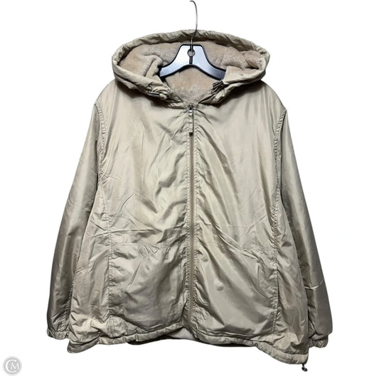 Faux Fur Liner Windbreaker Jacket By Big Chill In Beige, Size: 2x