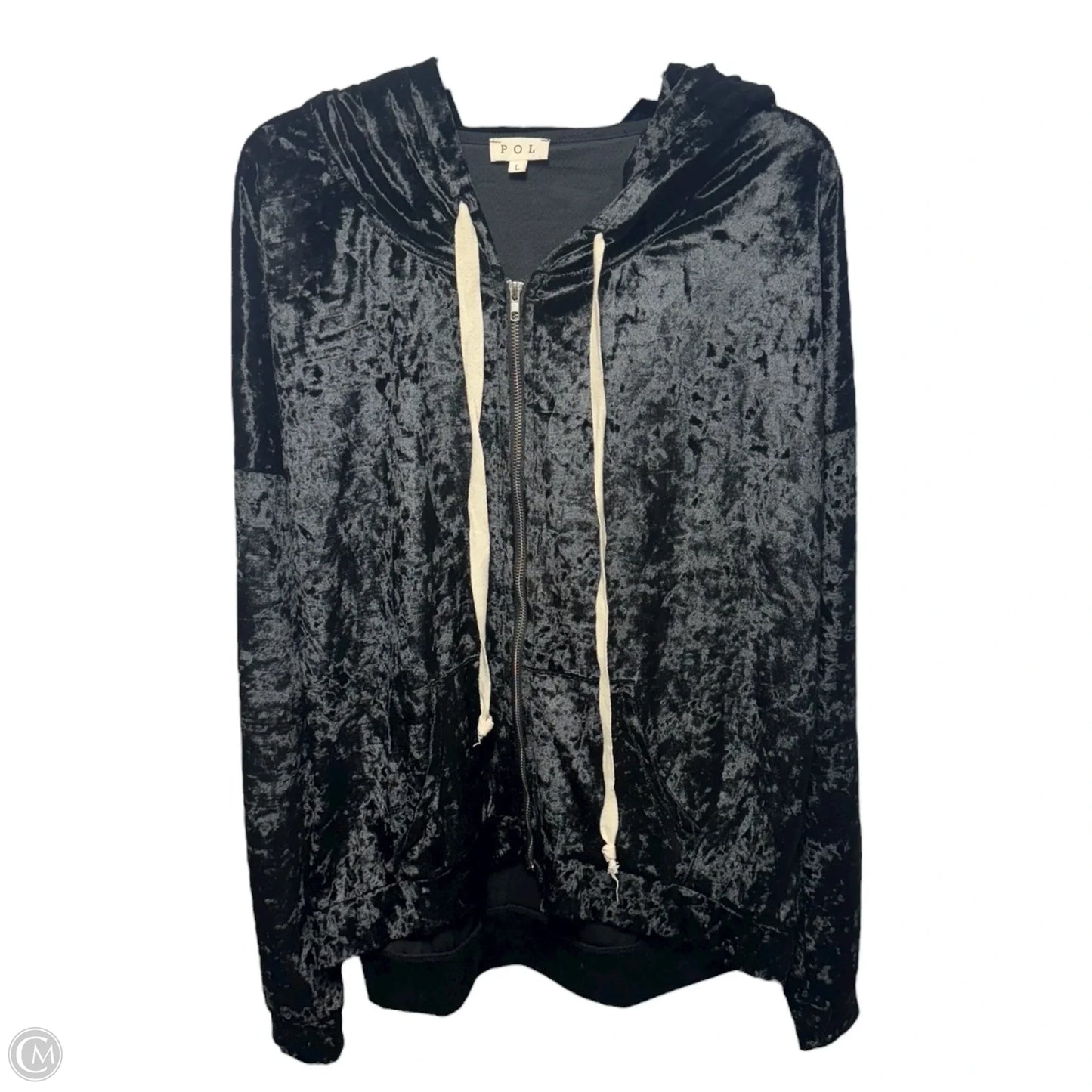 Sweatshirt Hoodie By Pol In Black, Size: L