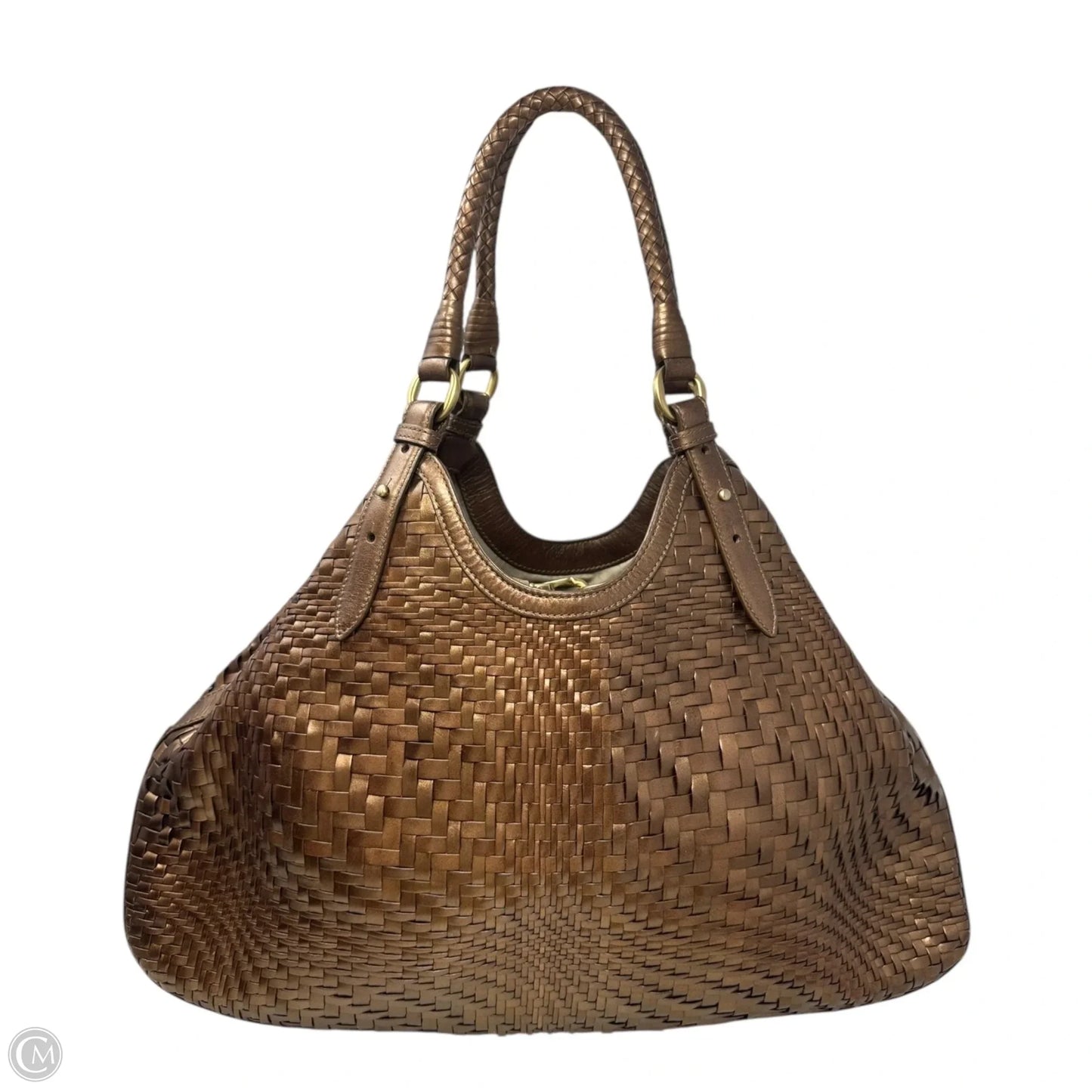 Metallic Woven Handbag Leather By Cole-haan, Size: Large