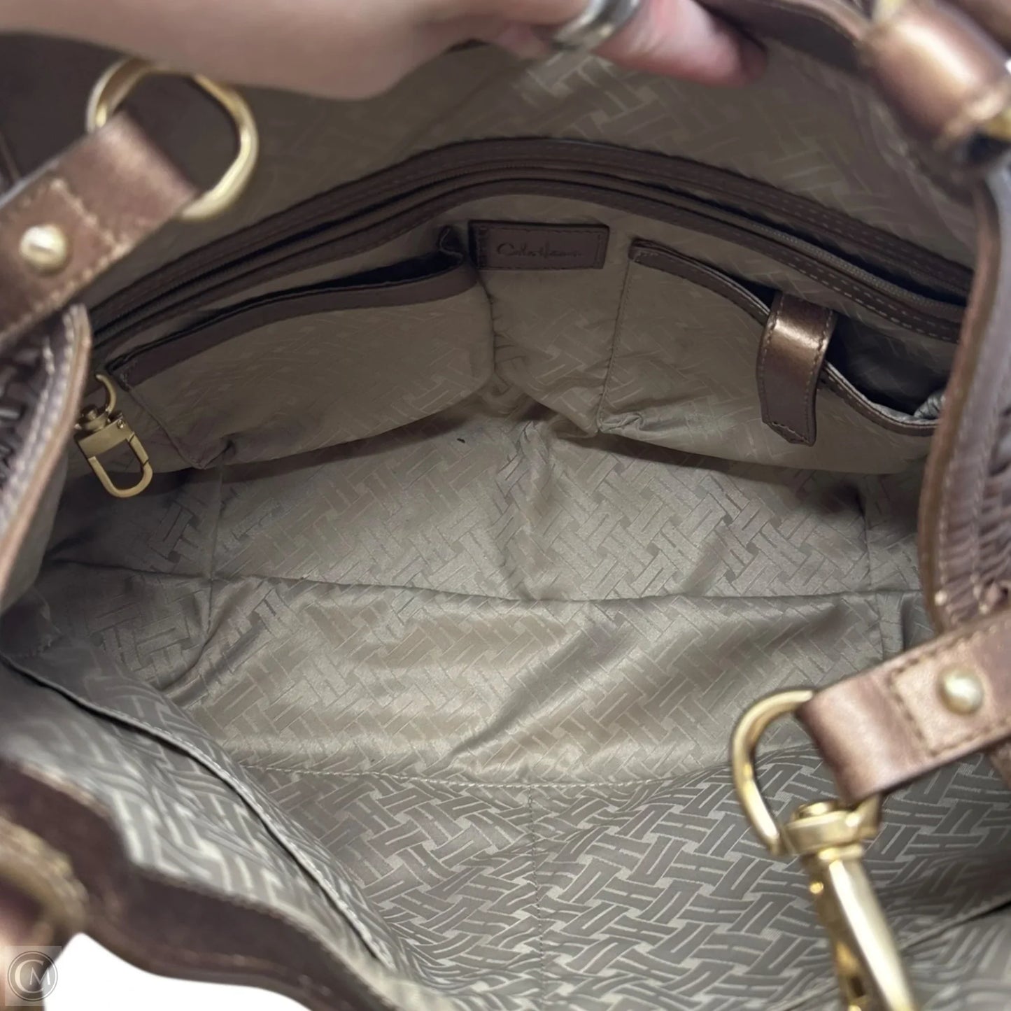 Metallic Woven Handbag Leather By Cole-haan, Size: Large