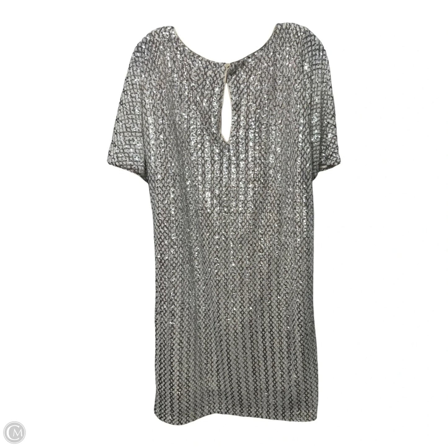 Sequin Short Sleeve Shift Dress By Vince Camuto In Silver, Size: 16