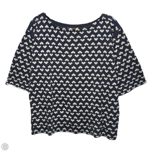 Sweater Designer By Tory Burch In Blue & Cream, Size: L