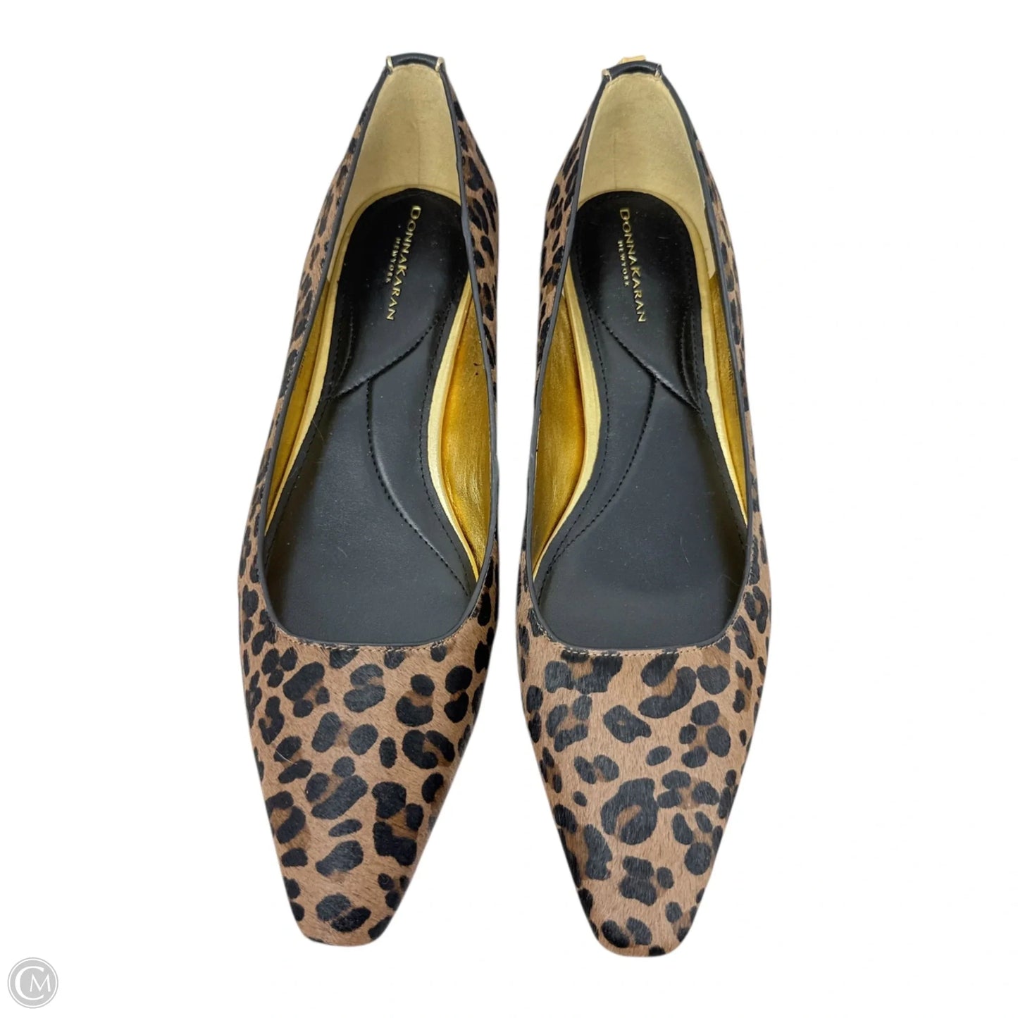 Savita Pointed Toe Calfhair Flats By Donna Karan In Animal Print, Size: 10