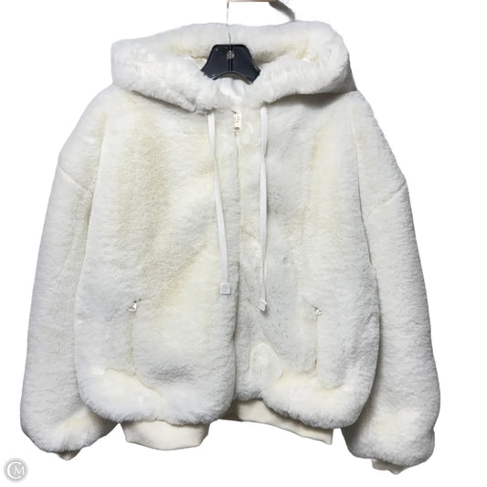 Hooded Jacket Faux Fur & Sherpa By Blanc Noir In White, Size: L
