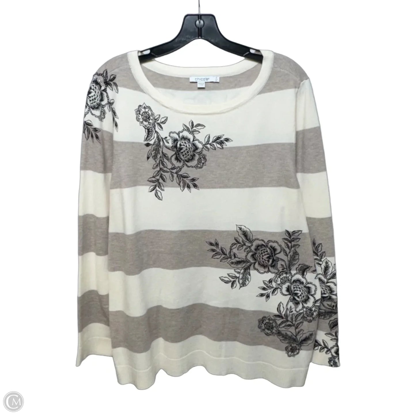 Sweater By Chicos In Striped Pattern, Size: Xl