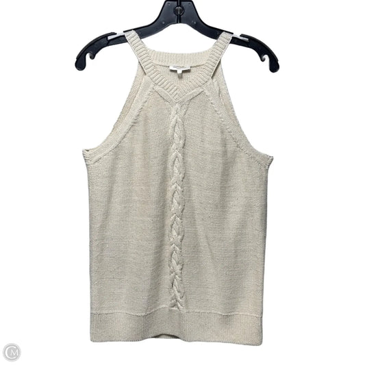Linen Blend Knit Top Sleeveless Designer By Lafayette 148 In Cream, Size: M
