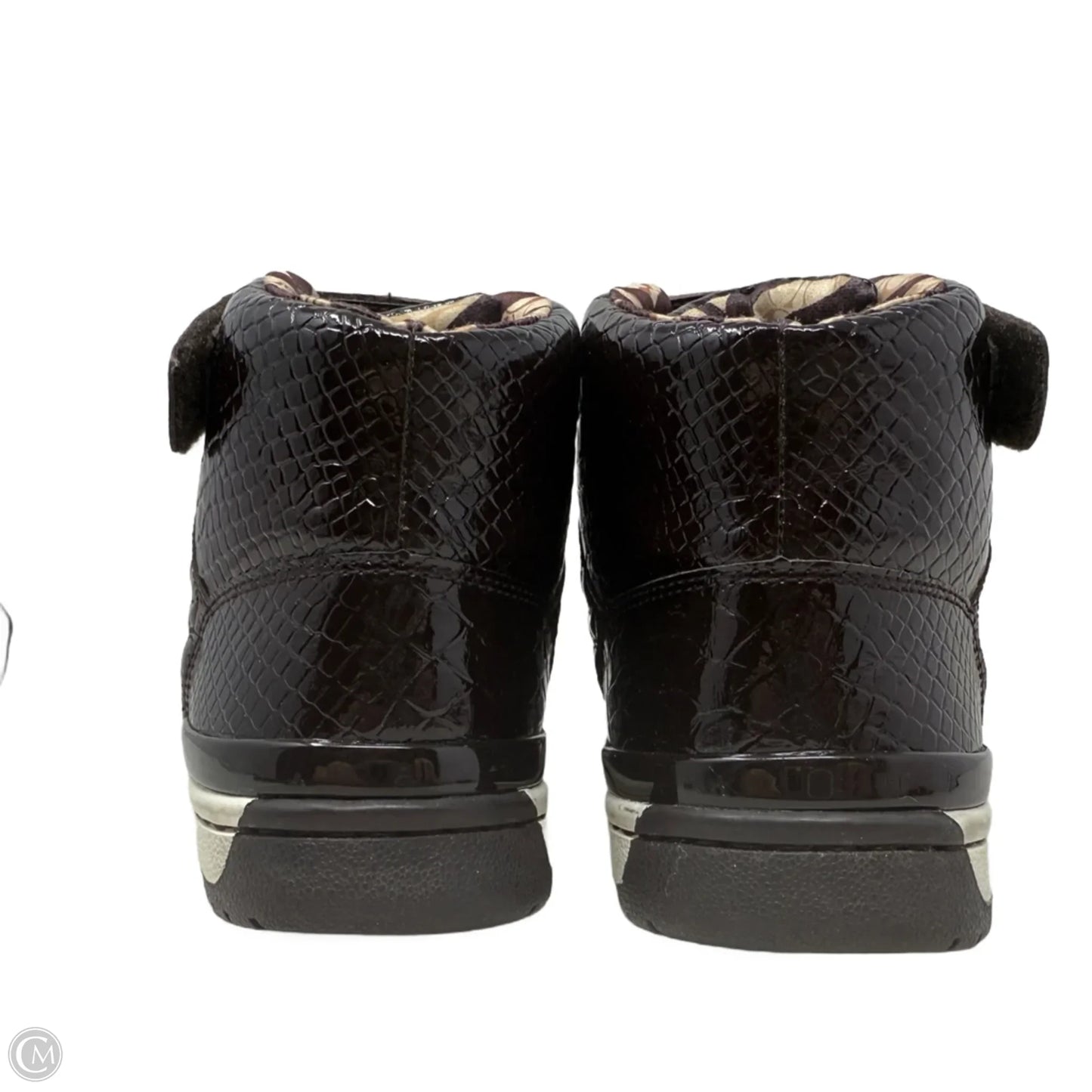 Nanette Patent Leather High Top Sneakers In Chocolate Designer By Coach In Brown, Size: 8.5