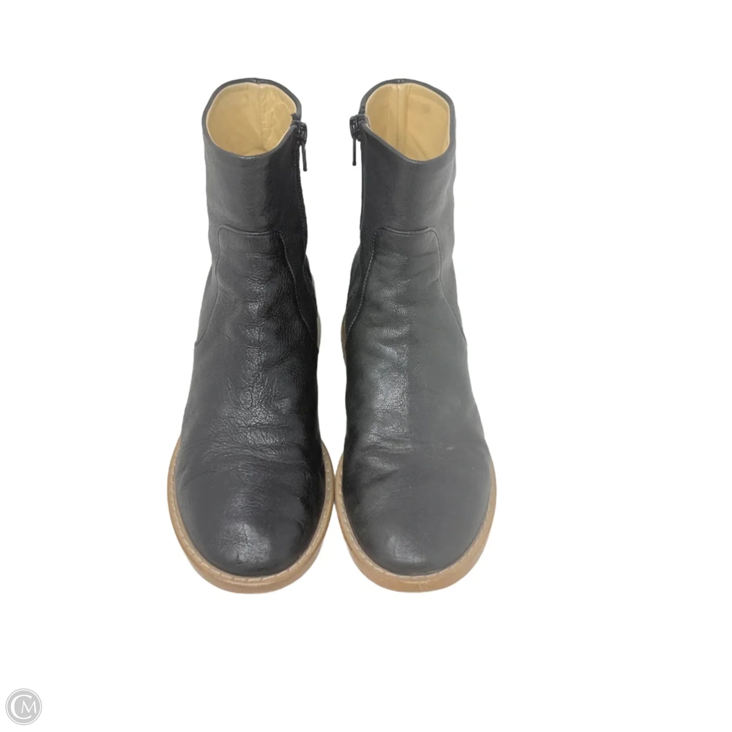 Vintage Block Wooden Heel Ankle Boots Designer By Maison Margiela In Black, Size: 9