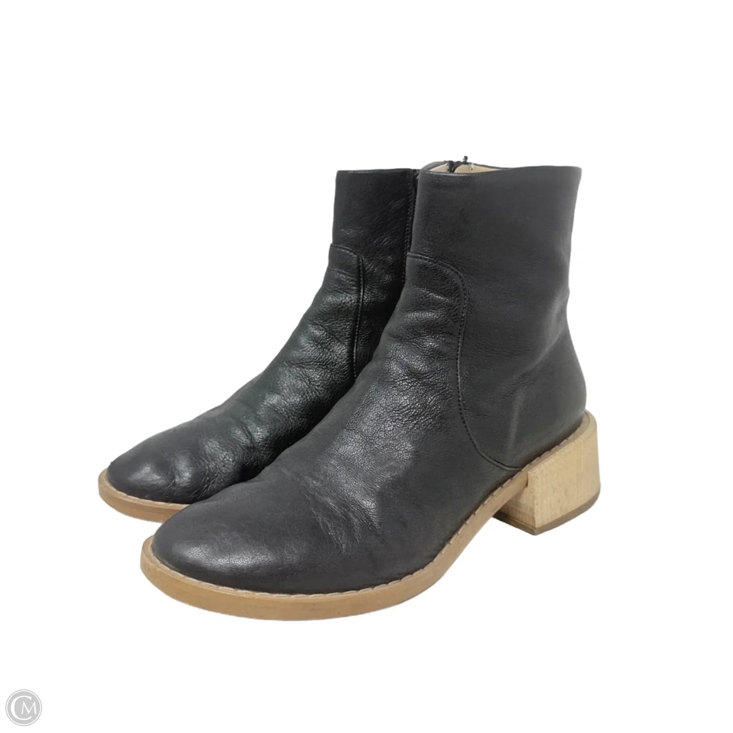 Vintage Block Wooden Heel Ankle Boots Designer By Maison Margiela In Black, Size: 9