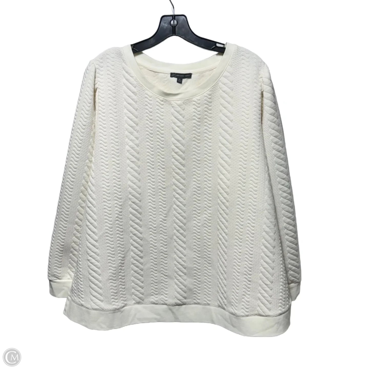 Textured Top Long Sleeve By Adrianna Papell In Cream, Size: 2x