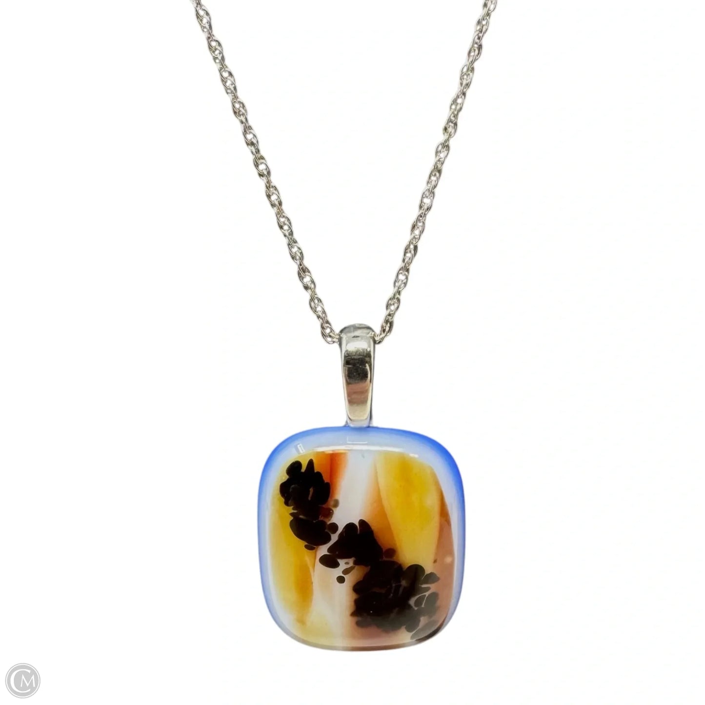 Glass Pendant Necklace Sterling Silver
