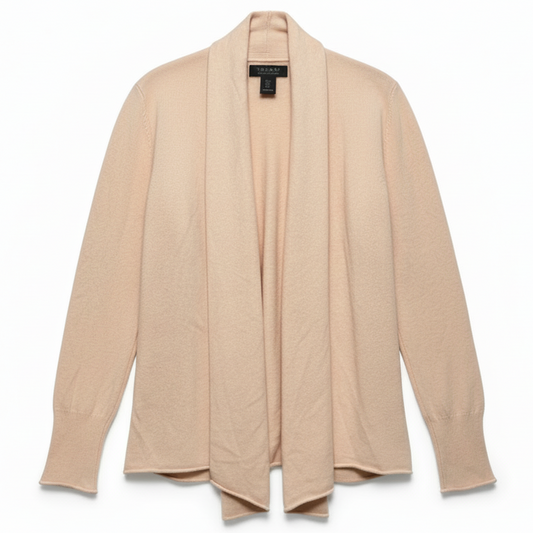 Cashmere Open Front Cardigan Sweater By Tahari In Peach, Size: M