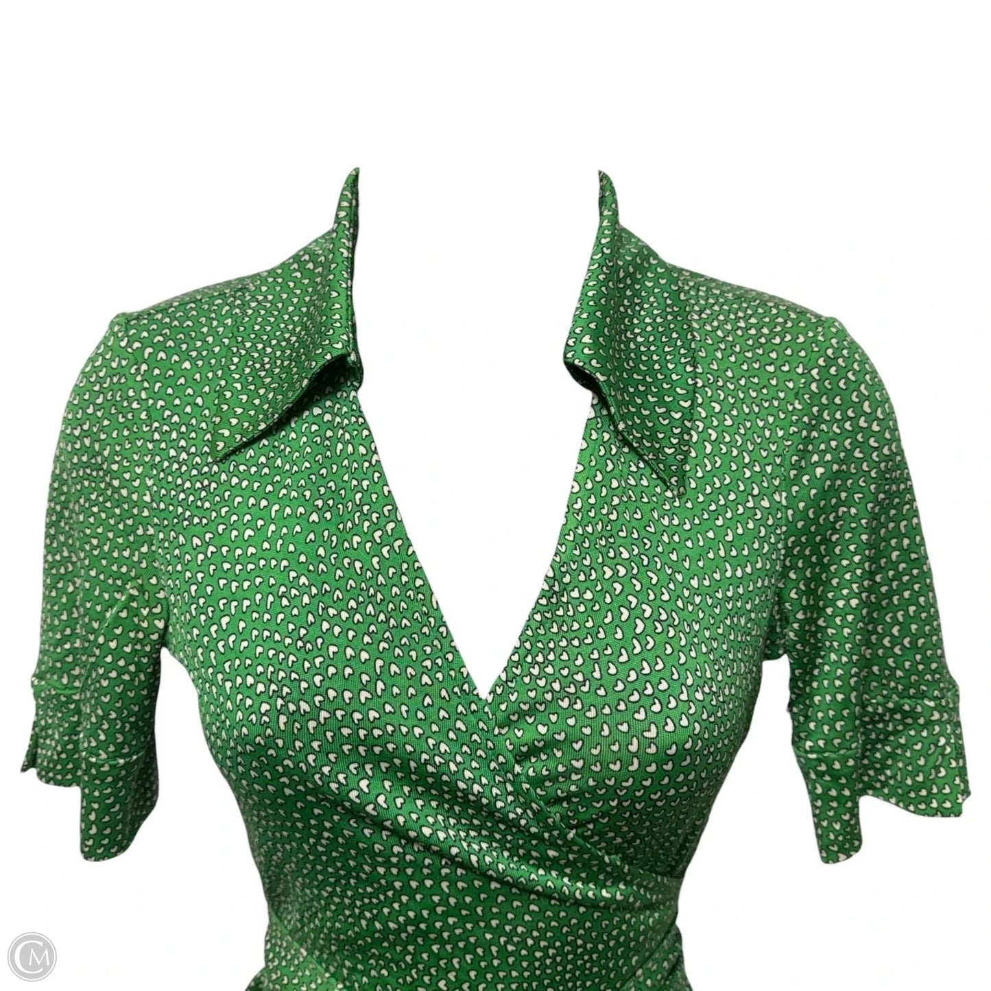 Silk Top Short Sleeve Designer By Diane Von Furstenberg In Green, Size: 0