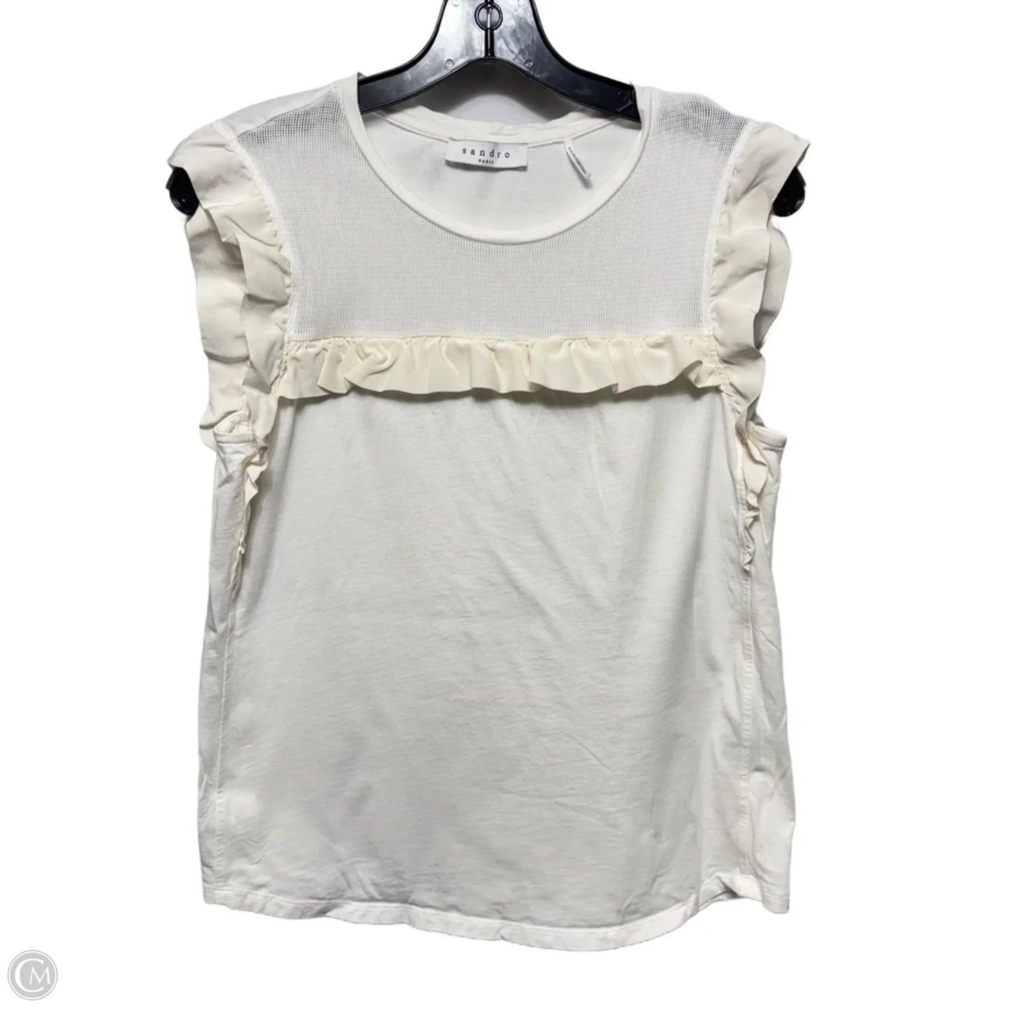 Top Short Sleeve By Sandro In Cream, Size: S