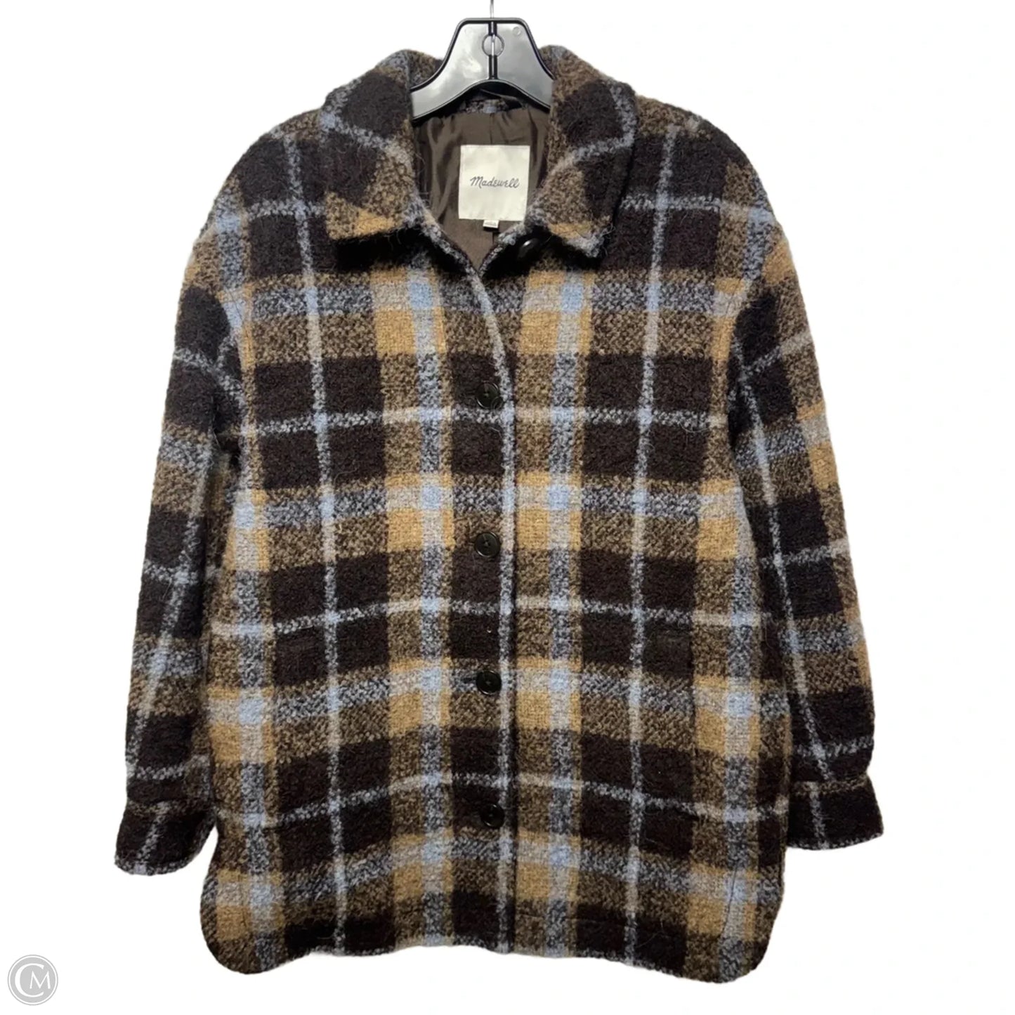 Wool Blend Coat Other By Madewell In Plaid Pattern, Size: S