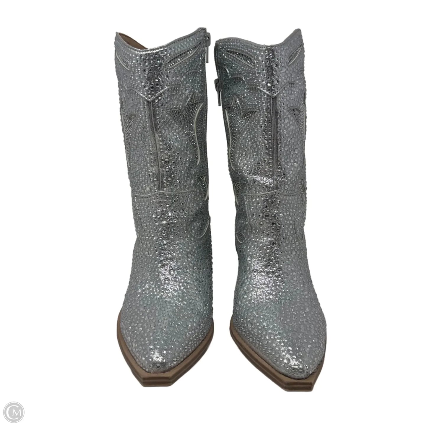 Bedazzled Boots Western By Crown Vintage In Silver, Size: 7